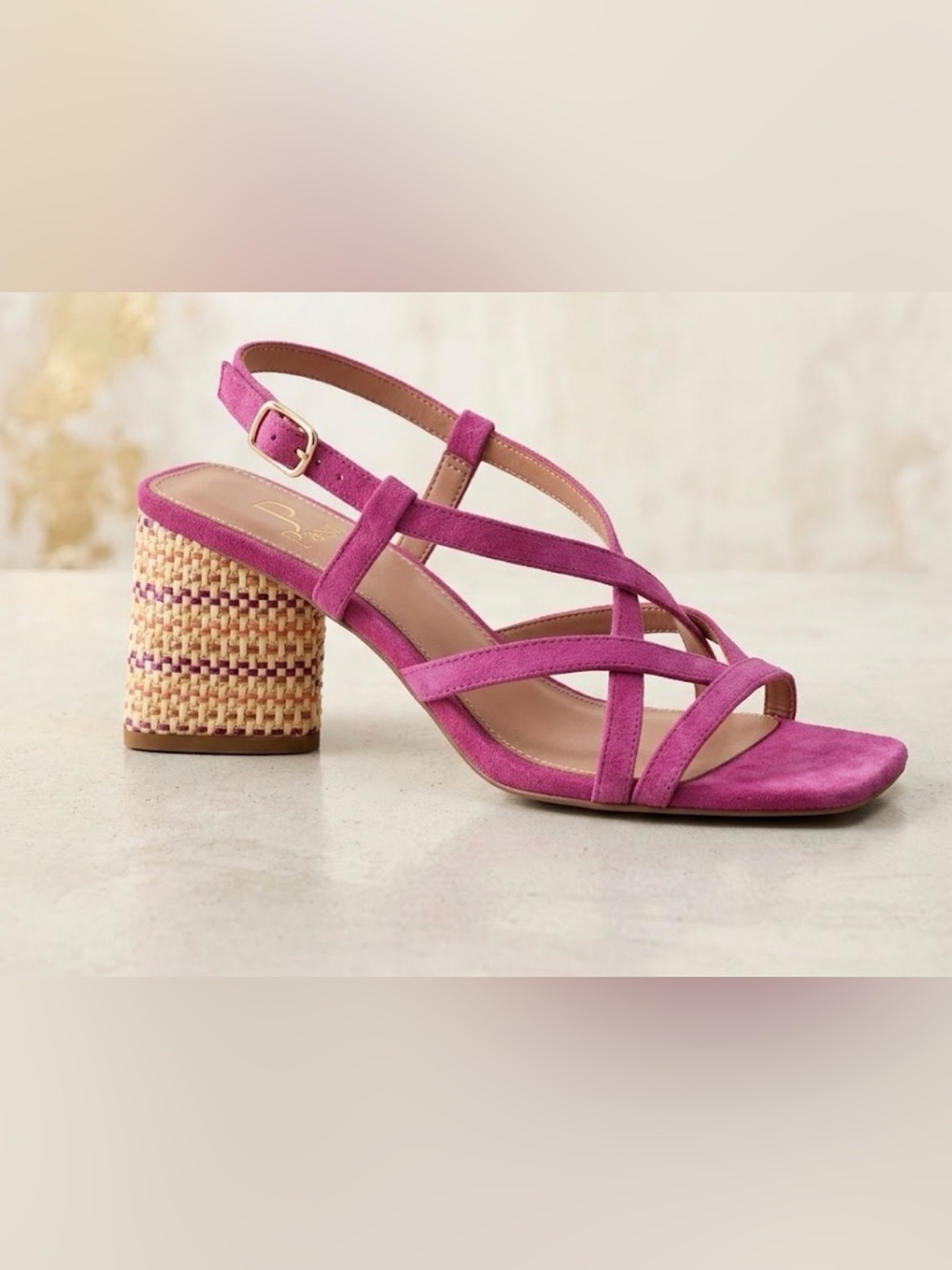 Linea Paolo Hazel Fuchsia Strappy Block Heel Sandal Size 7.5